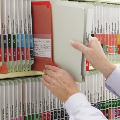 Smead 3 in. Expansion End Tab Pressboard Classification Folders with 2 SafeSHIELD Coated Fasteners - Letter Size/Gray-Green (25/Box)