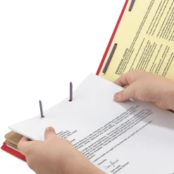 Smead 2 in. Expansion End Tab Pressboard Classification Folders with 6 SafeSHIELD Fasteners - Letter Size/Bright Red (10/Box)