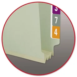 Smead 3 in. Expansion End Tab Pressboard Classification Folders with 2 SafeSHIELD Coated Fasteners - Legal Size/Gray-Green (25/Box)