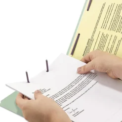 Smead 3 in. Expansion End Tab Pressboard Classification Folders with 2 SafeSHIELD Coated Fasteners - Legal Size/Gray-Green (25/Box)