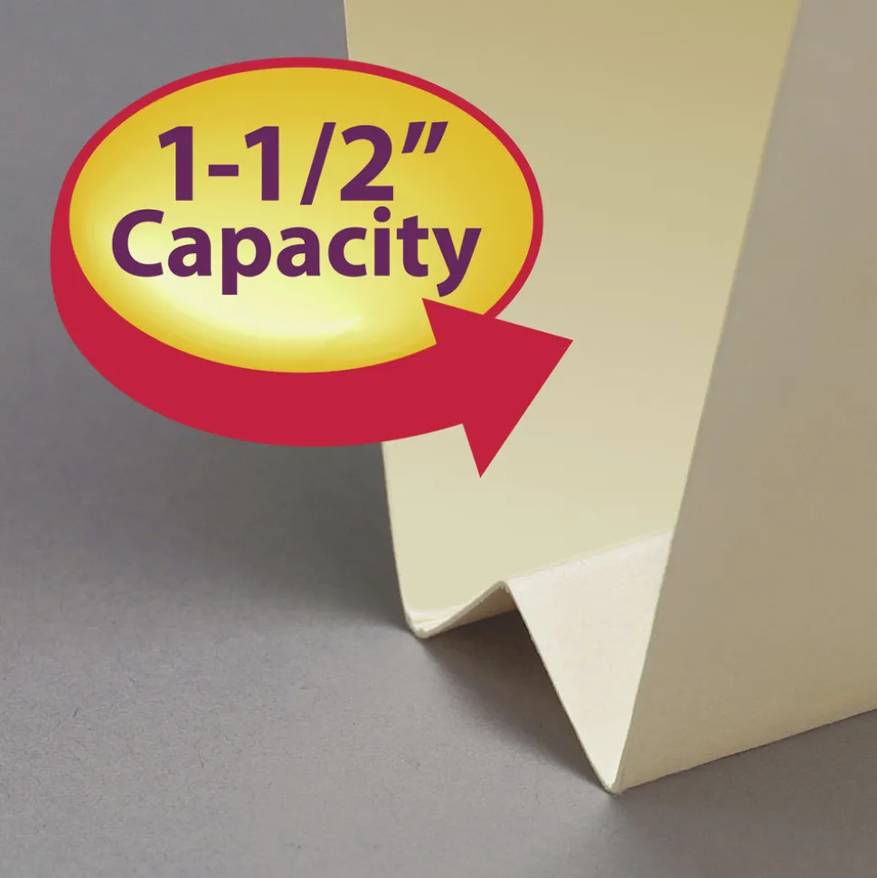 Smead 1.5 in. Expansion End Tab W-Fold 2-Fastener Folders with Reinforced Tabs - Letter Size/Manila (50/Box)