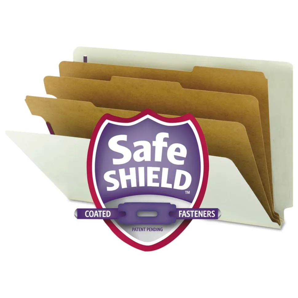 Smead 3 in. Expansion End Tab Pressboard Classification Folders - Gray-Green/Legal Size (10/Box)