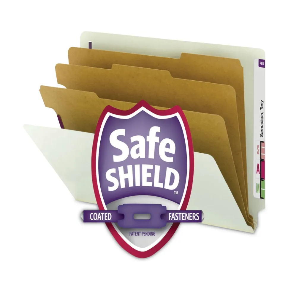 Smead 3 in. Expansion End Tab Pressboard Classification Folders - Gray-Green/Legal Size (10/Box)