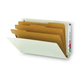 Smead 3 in. Expansion End Tab Pressboard Classification Folders - Gray-Green/Legal Size (10/Box)