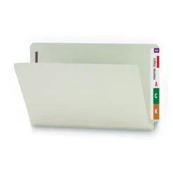Smead 1 in. Expansion End Tab Pressboard Classification Folders with 2 SafeSHIELD Coated Fasteners - Legal Size/Gray-Green (25/Box)