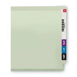 Smead 1 in. Expansion End Tab Pressboard Classification Folders with 2 SafeSHIELD Coated Fasteners - Legal Size/Gray-Green (25/Box)