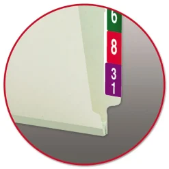 Smead 1 in. Expansion End Tab Pressboard Classification Folders with 2 SafeSHIELD Coated Fasteners - Legal Size/Gray-Green (25/Box)