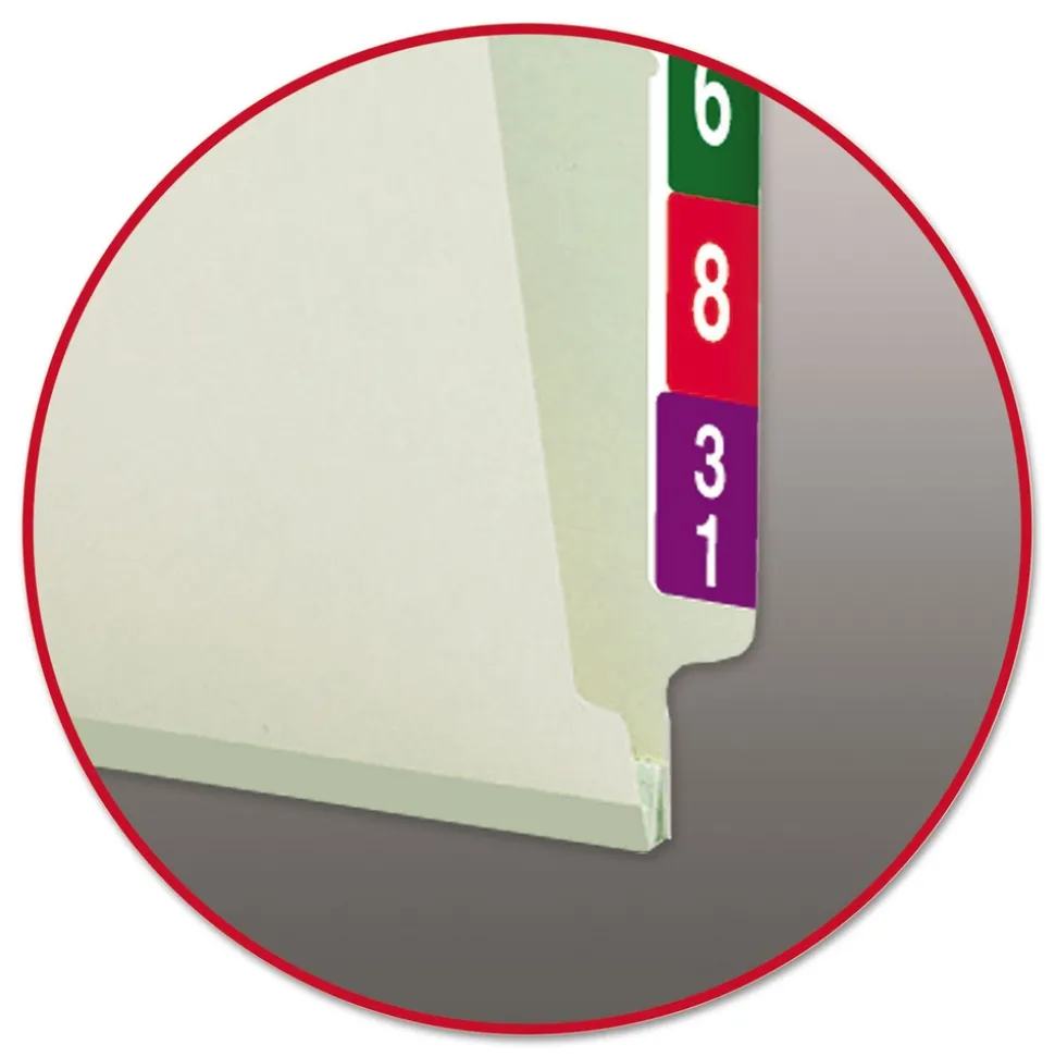 Smead 1 in. Expansion End Tab Pressboard Classification Folders with 2 SafeSHIELD Coated Fasteners - Legal Size/Gray-Green (25/Box)