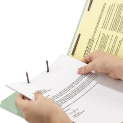 Smead 1 in. Expansion End Tab Pressboard Classification Folders with 2 SafeSHIELD Coated Fasteners - Legal Size/Gray-Green (25/Box)