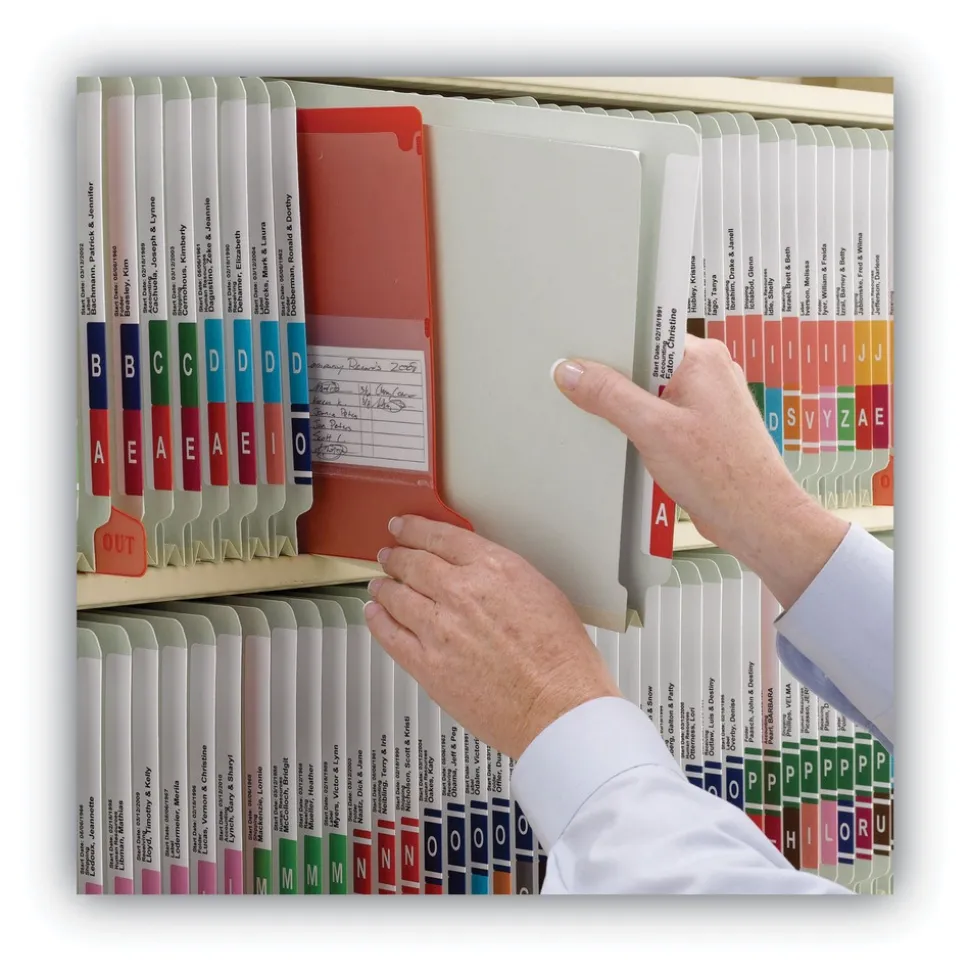 Smead 1 in. Expansion End Tab Pressboard Classification Folders with 2 SafeSHIELD Coated Fasteners - Legal Size/Gray-Green (25/Box)