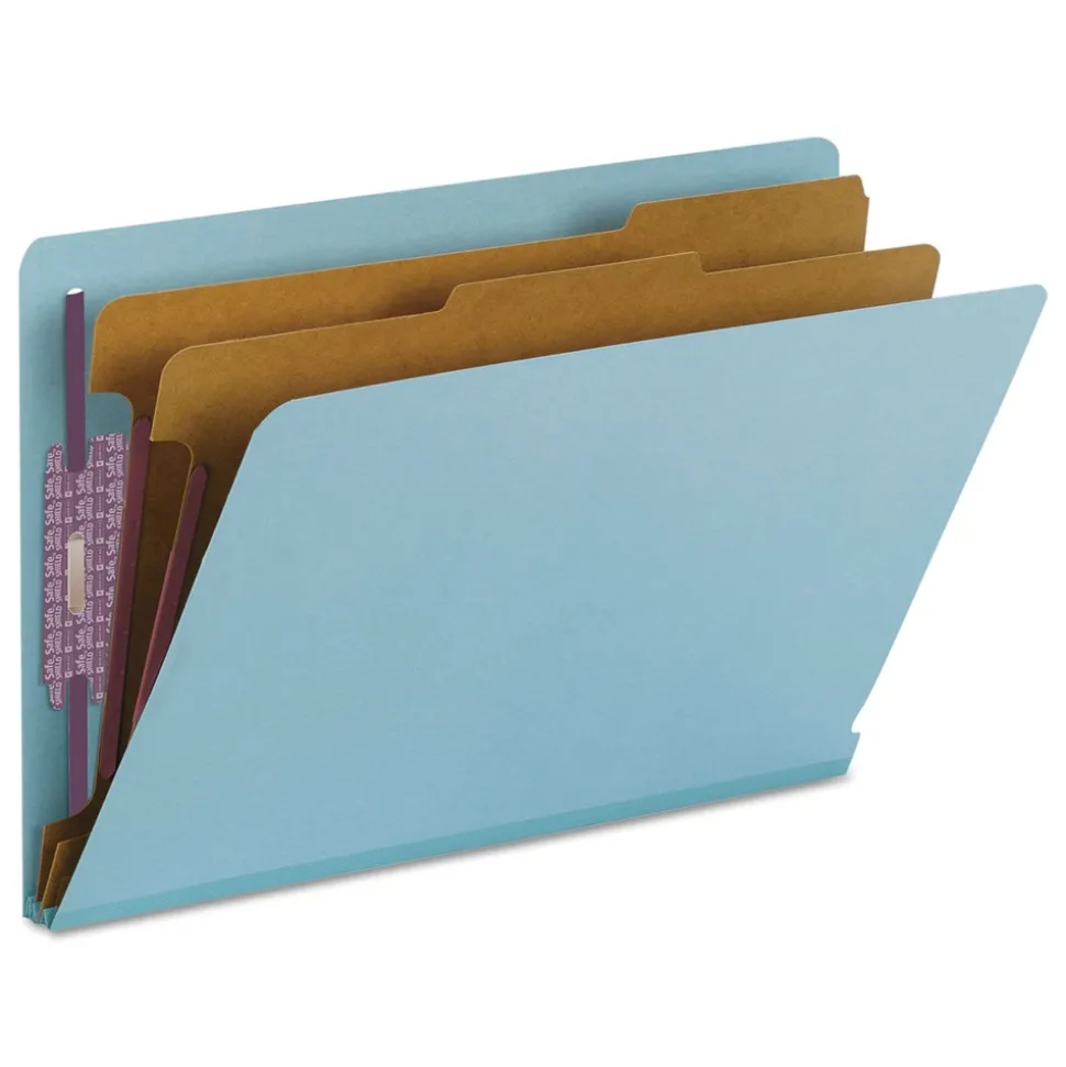 Smead 2 in. Expansion End Tab Pressboard Classification Folders - Blue/Legal Size (10/Box)
