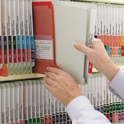 Smead 2 in. Expansion End Tab Pressboard Classification Folders with 2 SafeSHIELD Coated Fasteners - Legal Size/Gray-Green (25/Box)