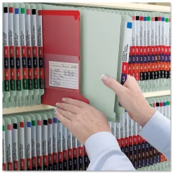 Smead 2 in. Expansion End Tab Pressboard Classification Folders with 6 SafeSHIELD Fasteners - Letter Size/Gray-Green (10/Box)