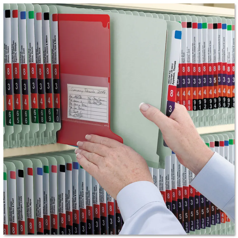 Smead 2 in. Expansion End Tab Pressboard Classification Folders with 6 SafeSHIELD Fasteners - Letter Size/Gray-Green (10/Box)