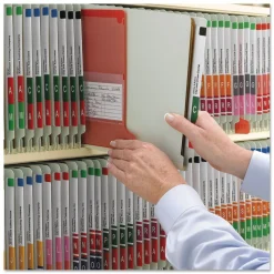 Smead 3 in. Expansion End Tab Pressboard Classification Folder with 8 SafeSHIELD Fasteners - Letter Size/Gray-Green (10/Box)