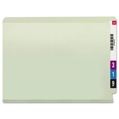 Smead 2 in. Expansion Extra-Heavy Recycled Pressboard End Tab Folders - Letter Size/Gray-Green (25/Box)