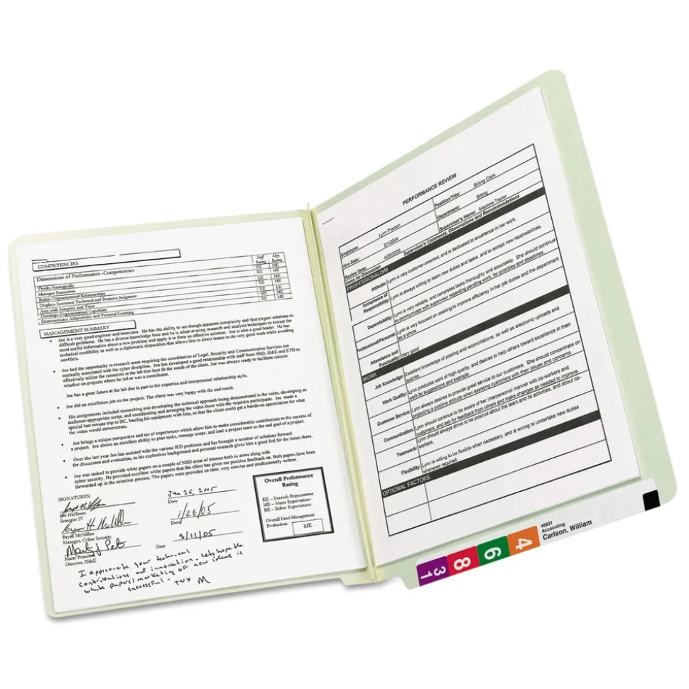 Smead 2 in. Expansion Extra-Heavy Recycled Pressboard End Tab Folders - Letter Size/Gray-Green (25/Box)