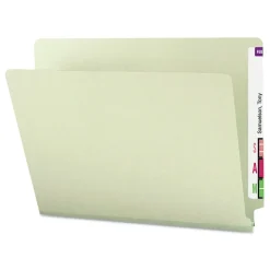 Smead 1 in. Expansion Extra-Heavy Recycled Pressboard End Tab Folders - Letter Size/Gray-Green (25/Box)