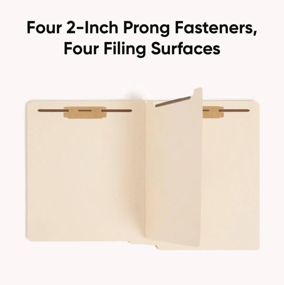 Smead 0.75 in. Expansion 4-Fastener Folder with Divider - Letter Size/Manila Exterior (50/Box)