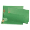 Smead 0.75 in. Expansion Heavyweight Colored End Tab Fastener Folders - Green Exterior/Legal Size (50/Box)