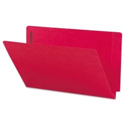 Smead 0.75 in. Expansion Heavyweight Colored End Tab Fastener Folders - Red Exterior/Legal Size (50/Box)