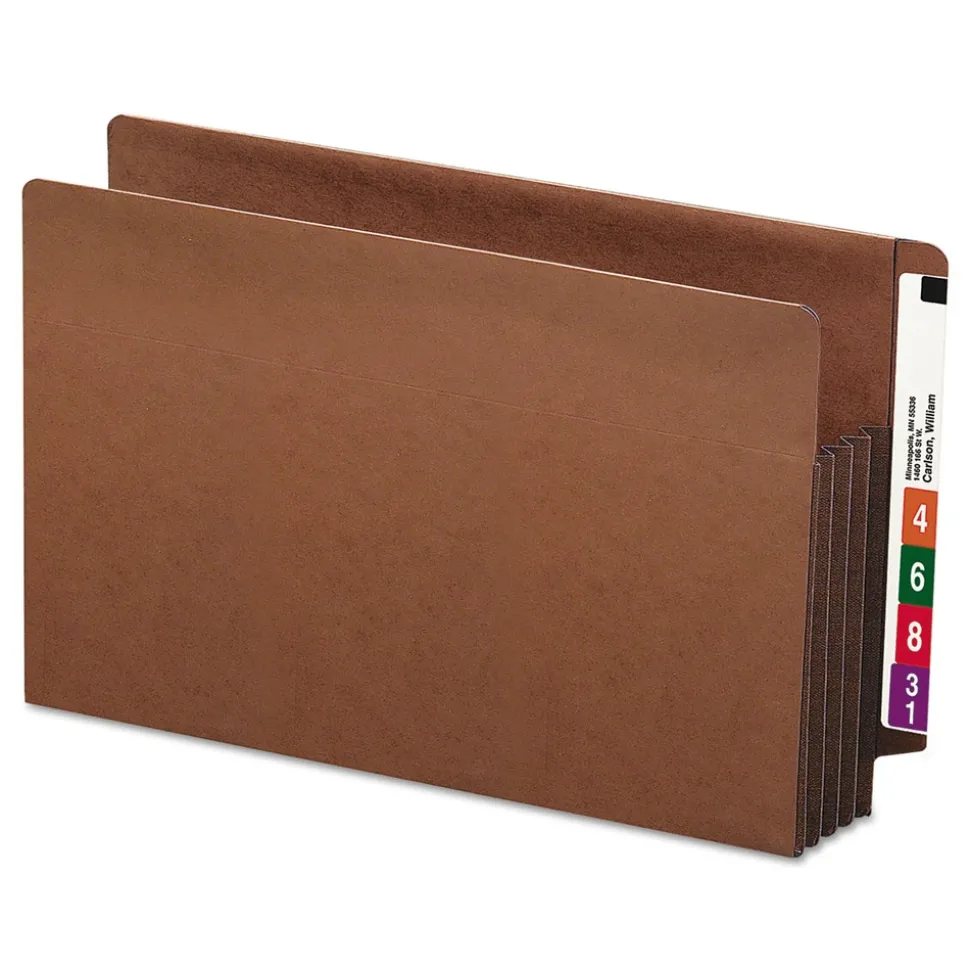 Smead 3.5 in. Expansion Heavy-Duty End Tab TUFF Pockets - Redrope/Legal Size (10/Box)