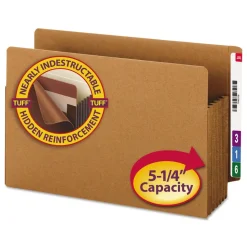 Smead 5.25 in. Expansion Heavy-Duty Redrope End Tab TUFF Pockets - Legal Size, Redrope (10/Box)