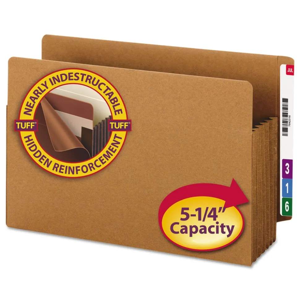 Smead 5.25 in. Expansion Heavy-Duty Redrope End Tab TUFF Pockets - Legal Size, Redrope (10/Box)