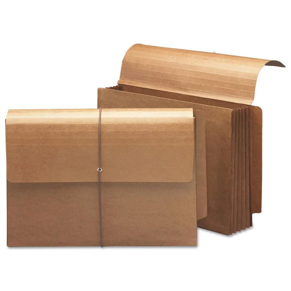 Smead 5.25 in. Expansion Legal Size Straight Tabs 1 Section Elastic Cord Closure Redrope End Tab Wallets - Redrope (10/Box)