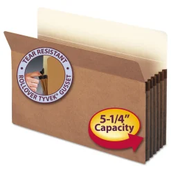 Smead 5.25 in. Expansion Legal Size Drop Front File Pockets - Redrope (50/Box)