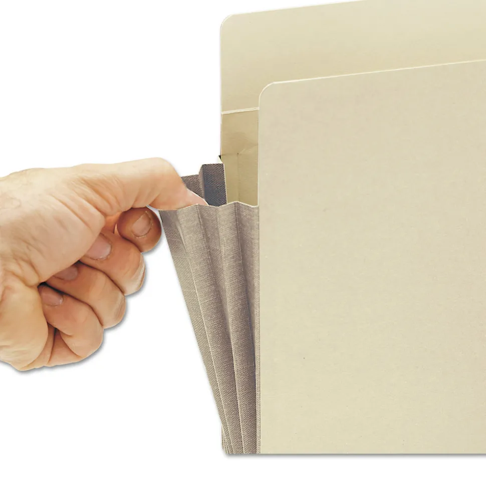 Smead 5.25 in. Expansion Legal Size End Tab File Pockets with Tear Resistant Gussets - Manila (10/Box)