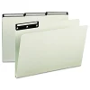 Smead 1 in. Expansion Legal Size Recycled Heavy Pressboard File Folders with Insertable 1/3-Cut Metal Tabs - Gray-Green (25/Box)