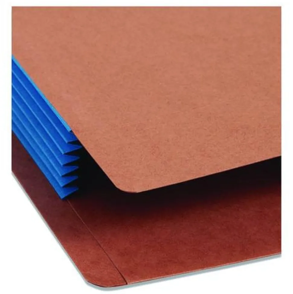 Smead 5.25 in. Expansion Legal Size Fully Lined 6.5 in. High Gussets Drop-Front End Tab File Pockets - Redrope/Blue (10/Box)