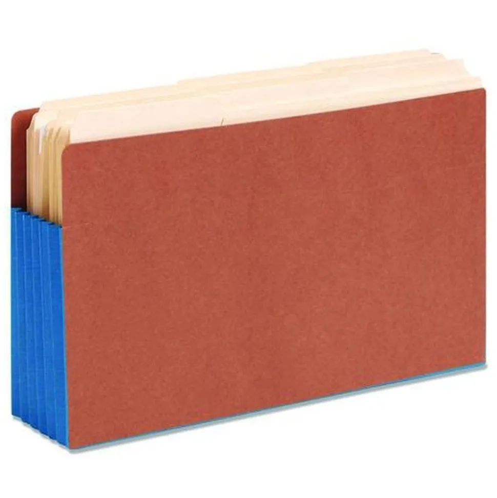 Smead 5.25 in. Expansion Legal Size Fully Lined 6.5 in. High Gussets Drop-Front End Tab File Pockets - Redrope/Blue (10/Box)