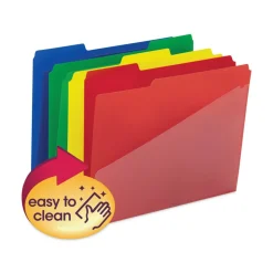 Smead 0.75 in. Expansion Letter Size Poly Colored File Folders with Slash Pocket - Assorted Colors (12/Pack)