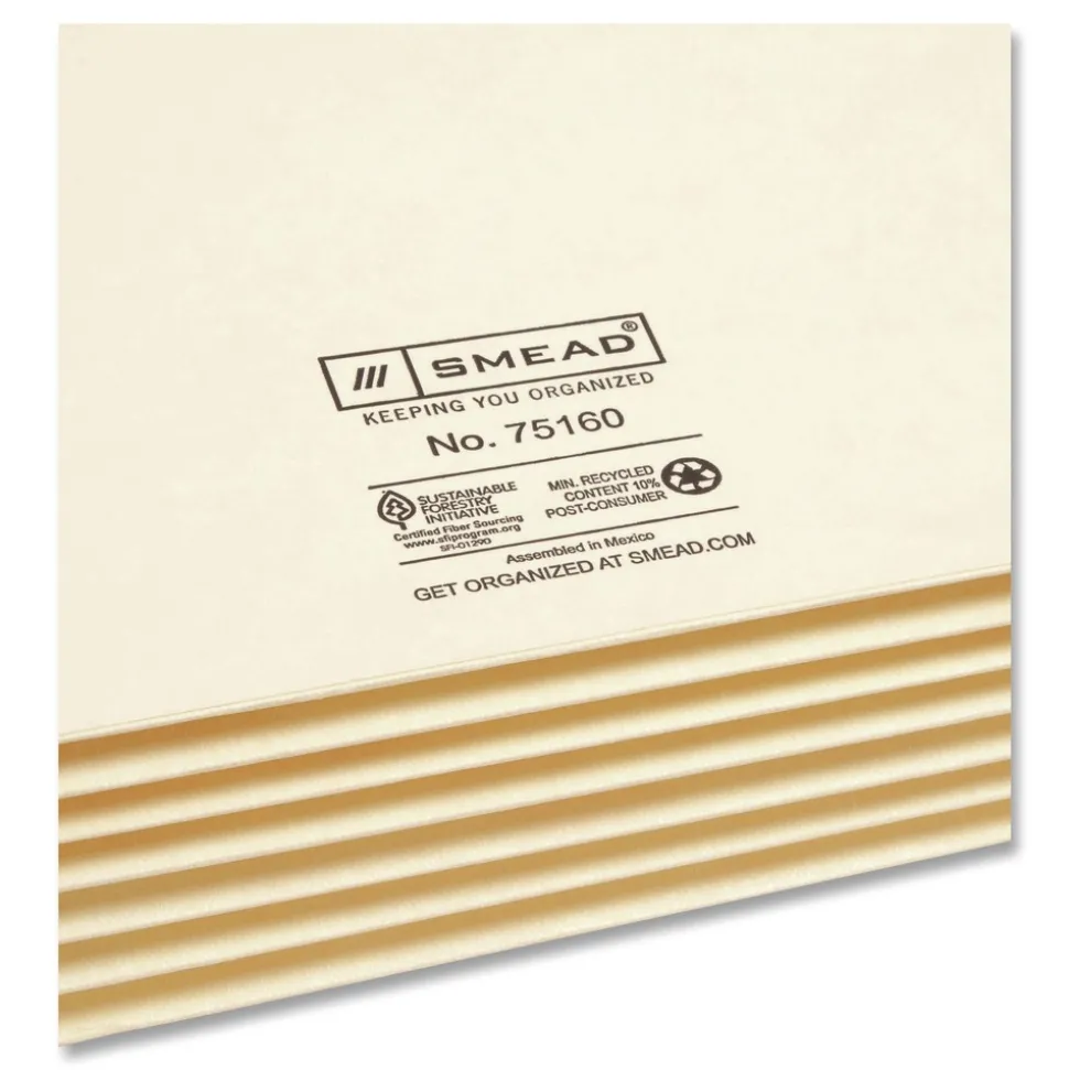 Smead 5.25 in. Expansion Letter Size End Tab TUFF Pockets - Manila (10/Box)