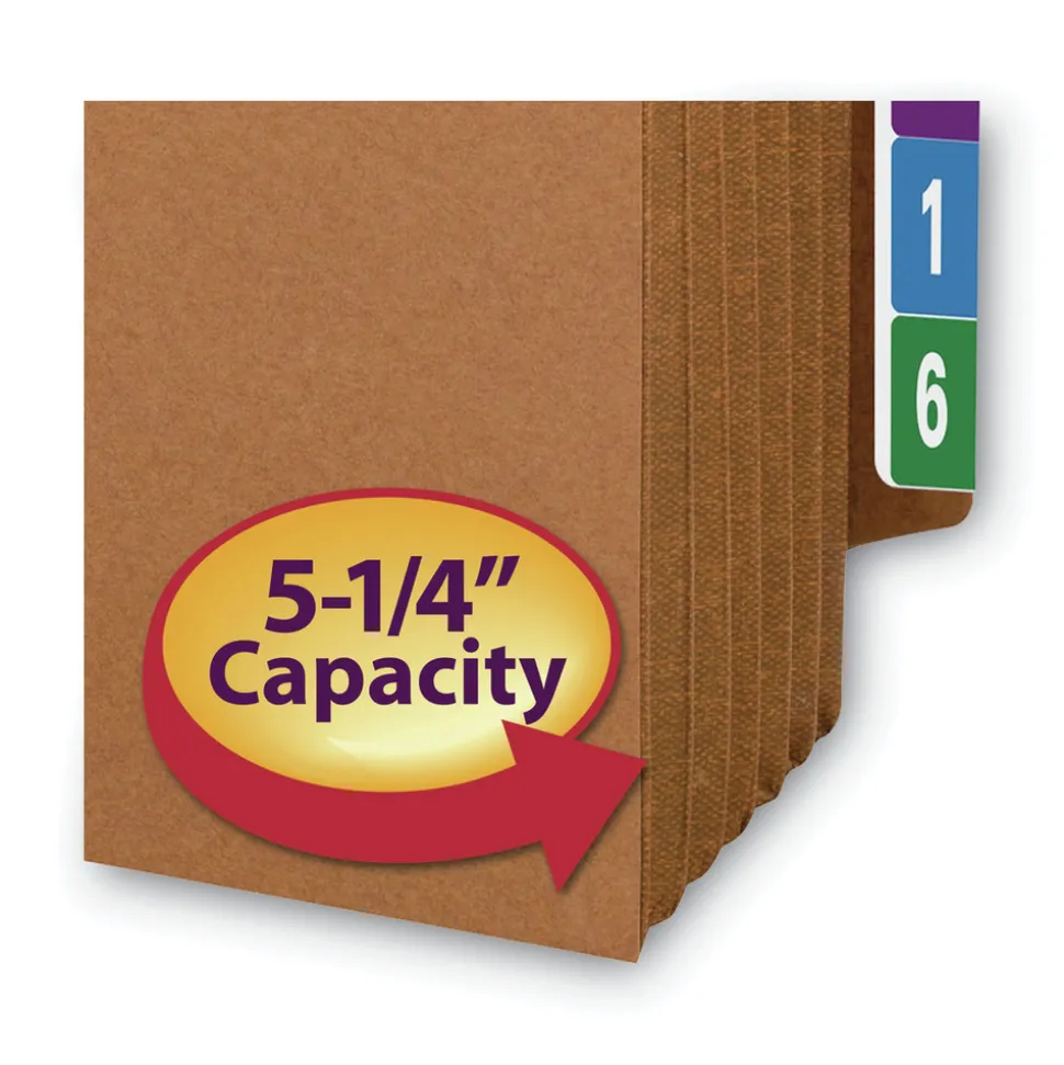 Smead 5.25 in. Expansion Letter Size Heavy-Duty Redrope End Tab TUFF Pockets (10/Box)