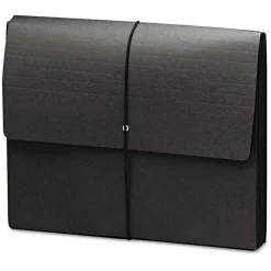 Smead 5.25 in. Expansion Letter Size 1 Section Elastic Cord Closure Extra-Wide Expanding Wallets - Black (10/Box)