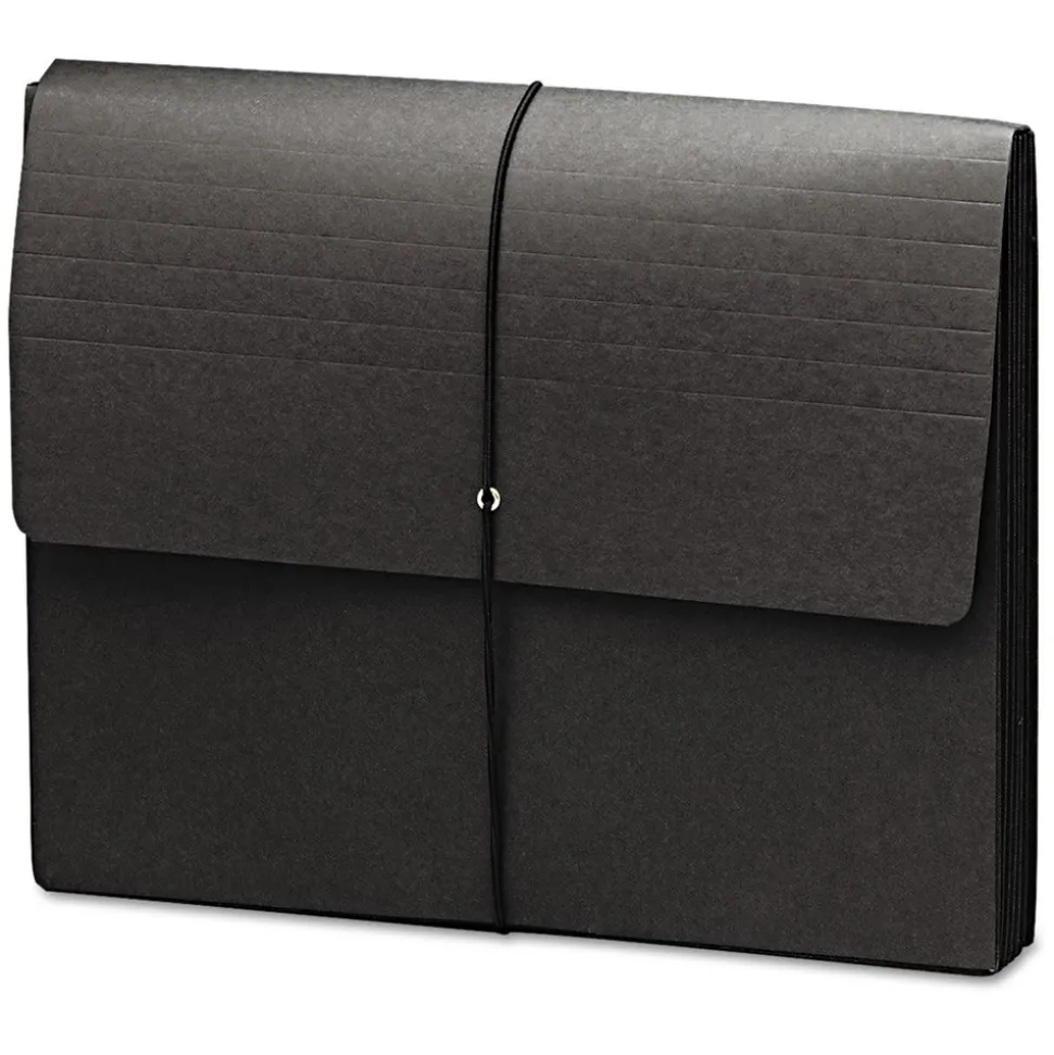 Smead 5.25 in. Expansion Letter Size 1 Section Elastic Cord Closure Extra-Wide Expanding Wallets - Black (10/Box)