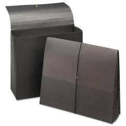 Smead 5.25 in. Expansion Letter Size 1 Section Elastic Cord Closure Extra-Wide Expanding Wallets - Black (10/Box)