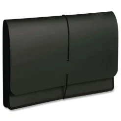 Smead 5.25 in. Expansion Letter Size 1 Section Elastic Cord Closure Extra-Wide Expanding Wallets - Black (10/Box)