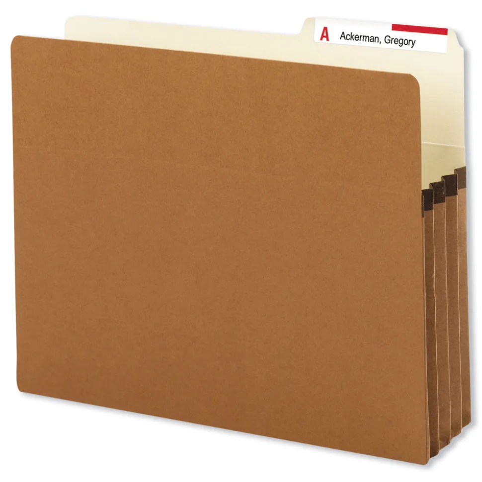 Smead 3.5 in. Expansion Letter Size Redrope Drop Front File Pockets with 2/5-Cut Guide Height Tabs (25/Box)