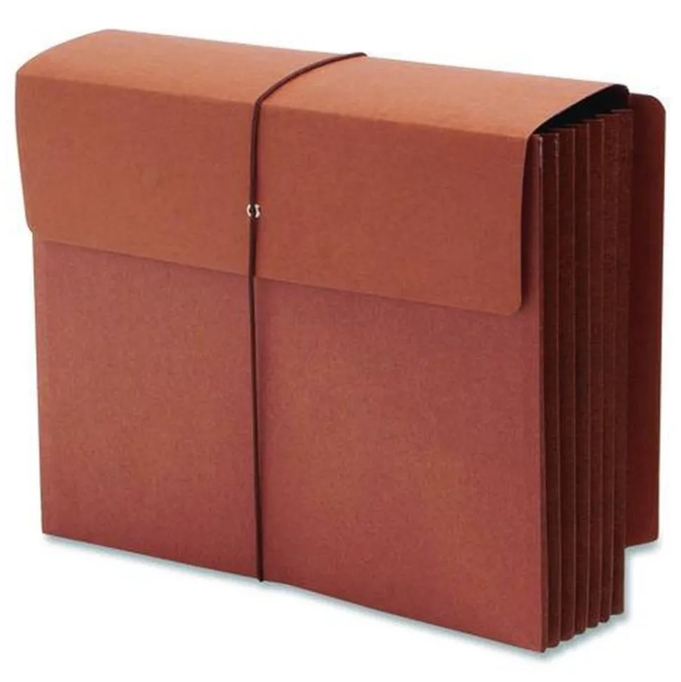 Smead 5.25 in. Expansion Letter Size Straight Tabs 1 Section Elastic Cord Closure Redrope End Tab Wallets - Redrope (10/Box)