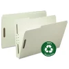Smead 2 in. Expansion Recycled Pressboard Fastener Folders - Gray-Green Exterior/Legal Size (25/Box)