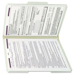 Smead 1 in. Expansion Recycled Pressboard 1/3-Cut Tab Fastener Folders with Two SafeSHIELD Fasteners - Legal Size/Gray-Green (25/Box)