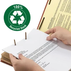 Smead 3 in. Expansion Recycled 3-Divider Pressboard Classification Folders, 8 Fasteners - Legal Size/Red Exterior (10/Box)