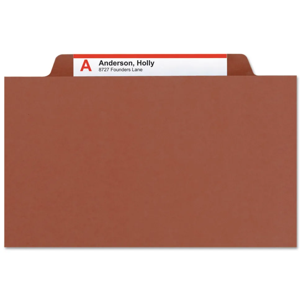 Smead 3 in. Expansion Recycled 3-Divider Pressboard Classification Folders, 8 Fasteners - Legal Size/Red Exterior (10/Box)