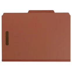 Smead 3 in. Expansion Recycled 3-Divider Pressboard Classification Folders, 8 Fasteners - Legal Size/Red Exterior (10/Box)