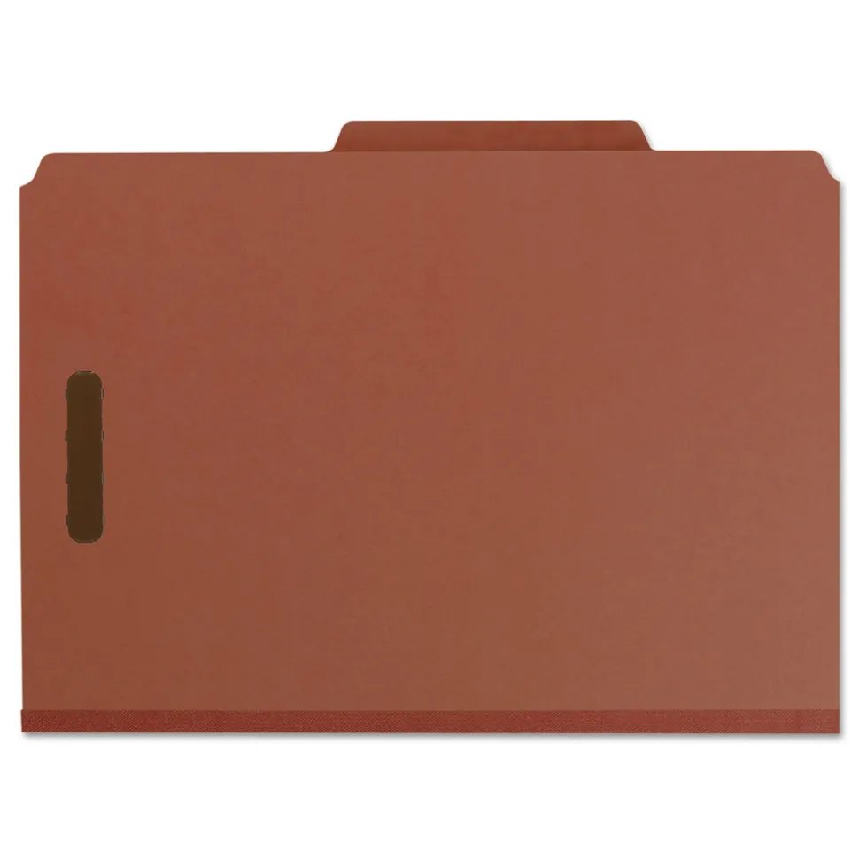 Smead 3 in. Expansion Recycled 3-Divider Pressboard Classification Folders, 8 Fasteners - Legal Size/Red Exterior (10/Box)