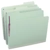 Smead 1 in. Expansion Recycled Pressboard Folders with 2 SafeSHIELD Fasteners - Letter Size/Gray-Green (25/Box)